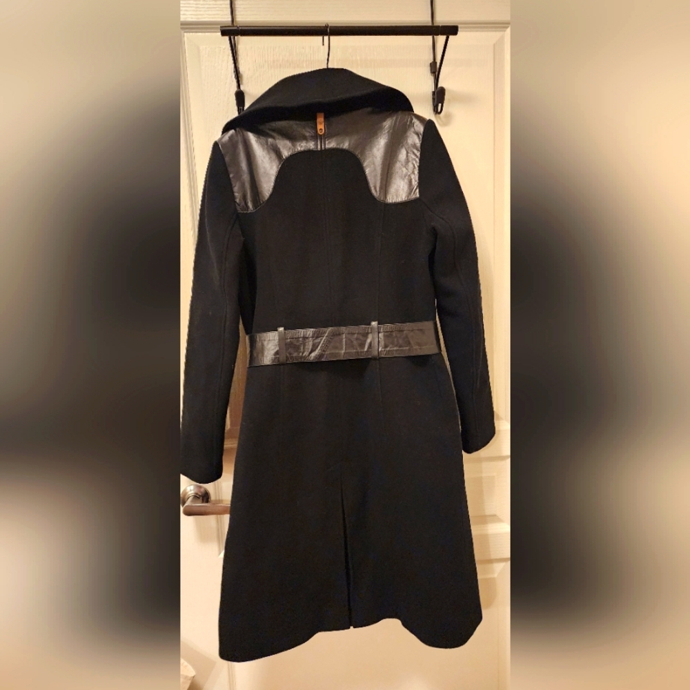 Mackage Vintage Leather Wool Cashmere Trench Coat